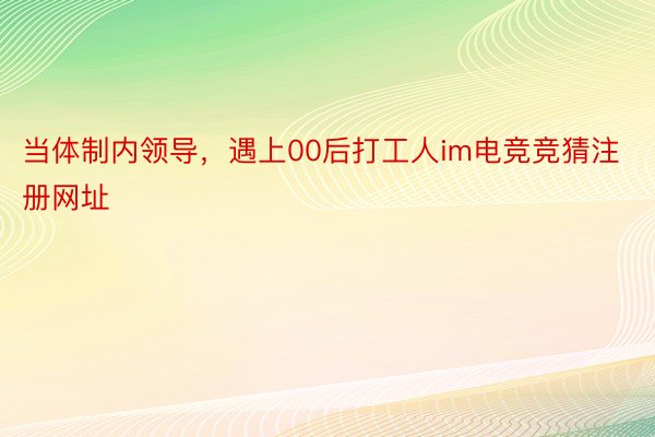 当体制内领导，遇上00后打工人im电竞竞猜注册网址